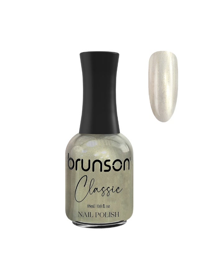 Brunson Classic Nail Polish 18ml Fast Dry Nail Lacquer Nail Harderner Normal Polish Glossy Gel Effect Quick Air Dry Long-Lasting Natural Nail Enamel Salon Quality Manicure Pedicure Regular Polish - Image 1
